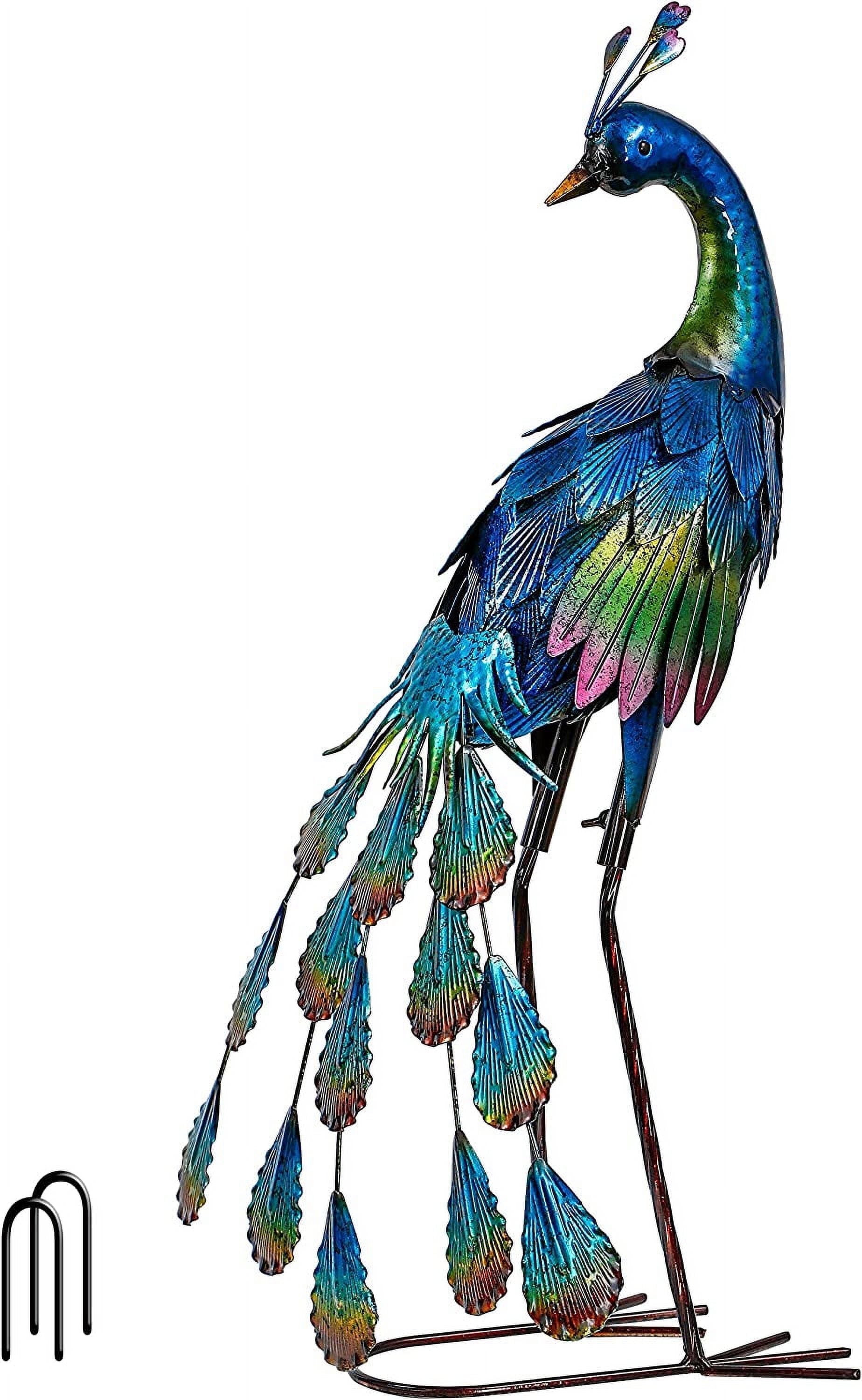 Teresa's Collections 22.44''H Peacock Decor Garden Sculptures & Statues for Outdoor Decor Sturdy Metal Yard Art Bird Lawn Ornament for Party Patio Garden Decor