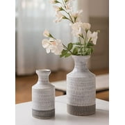  White Ceramic Vases- 2 for Modern Home Decor,Round
