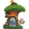 thumbnail image 1 of Teresa's Collections 7.9 inches Flocked Fairy House Garden Statues with Solar Lights, Resin Moss Outdoor Cottage Figurines with Fairy, Treehouse Lawn Ornaments for Patio Yard Decor, 1 of 12