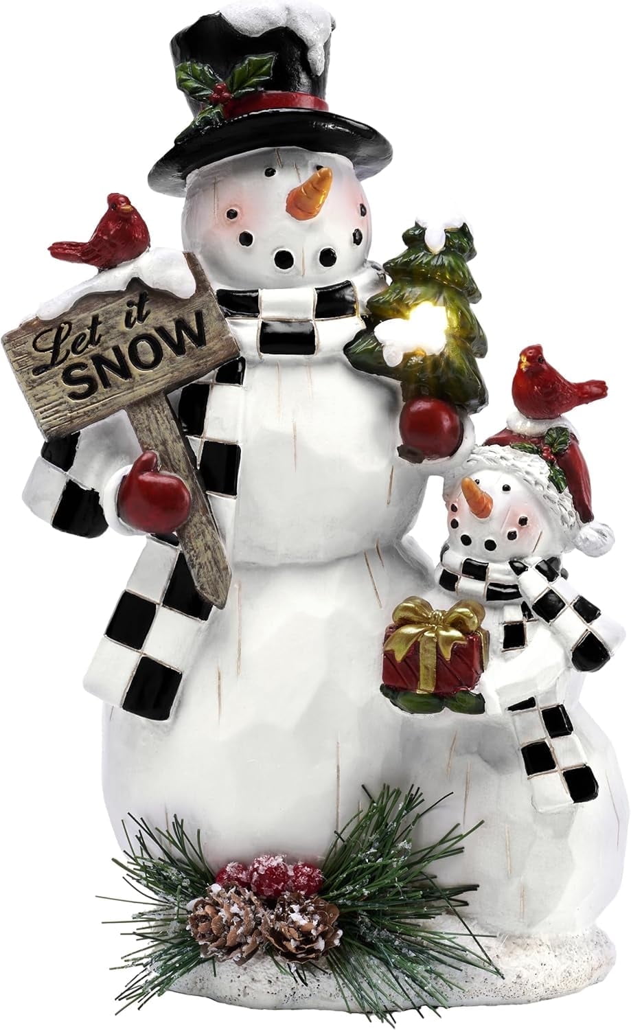 Teresa's Collections 8.86 inches Snowman Garden Statue, Outdoor Snowman Statue with Solar Lights Decoration for Porch Yard,Gift for Mom