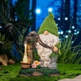 thumbnail image 1 of Teresa's Collections 8.9'' H Gnome Statue, Outdoor Flocked Garden Gnome Statue with Solar Light for Porch Patio Lawn Garden Decor, Gifts for Mom, 1 of 13
