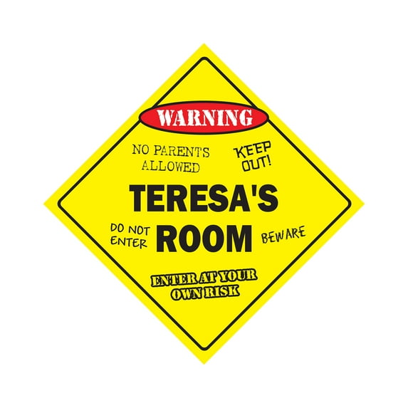 Teresa's Room Sign Crossing Zone Xing | Indoor/Outdoor | 12" Tall kids bedroom decor door children's name boy girl
