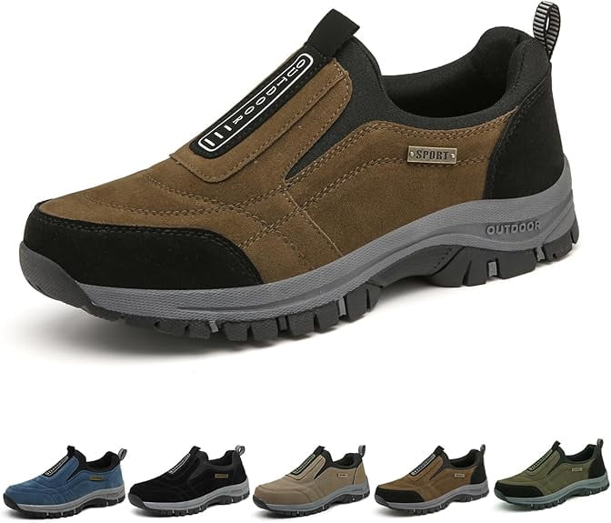 Teresad Shoes Men Comfortable Waterproof Orthopedic Walking Hiking Shoes