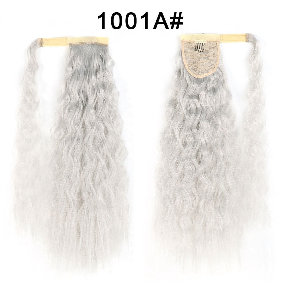 Tereshar Synthetic Corn Wave Ponytail Extension Clip in Long Wavy Curly Wrap Around Pony Tail Heat Resistant Hairpiece for Women