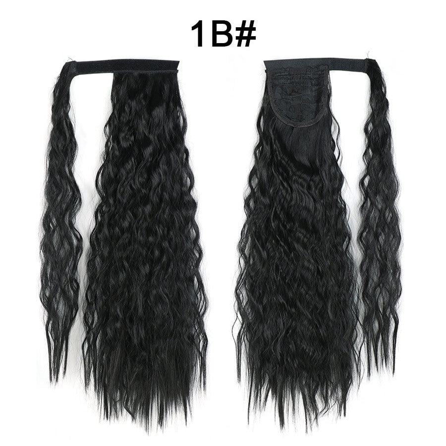 Tereshar Synthetic Corn Wave Ponytail Extension Clip in Long Wavy Curly Wrap Around Pony Tail Heat Resistant Hairpiece for Women