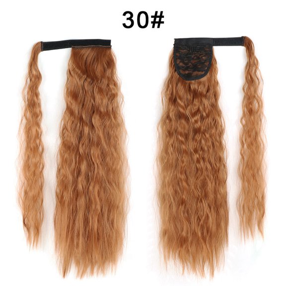 Tereshar Synthetic Corn Wave Ponytail Extension Clip in Long Wavy Curly Wrap Around Pony Tail Heat Resistant Hairpiece for Women