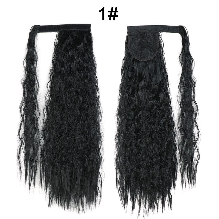 Tereshar Synthetic Corn Wave Ponytail Extension Clip in Long Wavy Curly Wrap Around Pony Tail Heat Resistant Hairpiece for Women