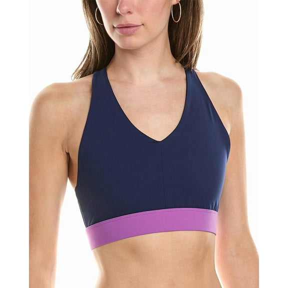 Terez womens  Action Colorblock V-Neck Racerback Bra, xs, Blue