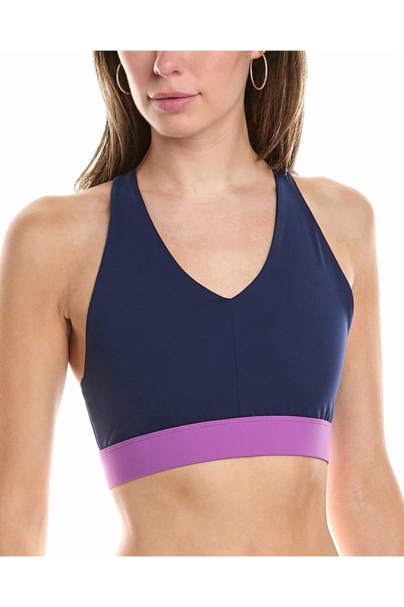 womens Action Colorblock V-Neck Racerback Bra, xs, Blue