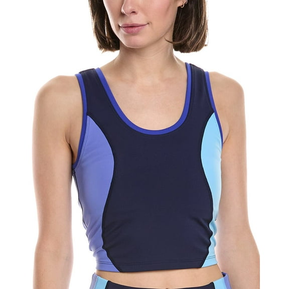 Terez womens  TLC Princess Seam Colorblocked Crop Bra, s, Blue