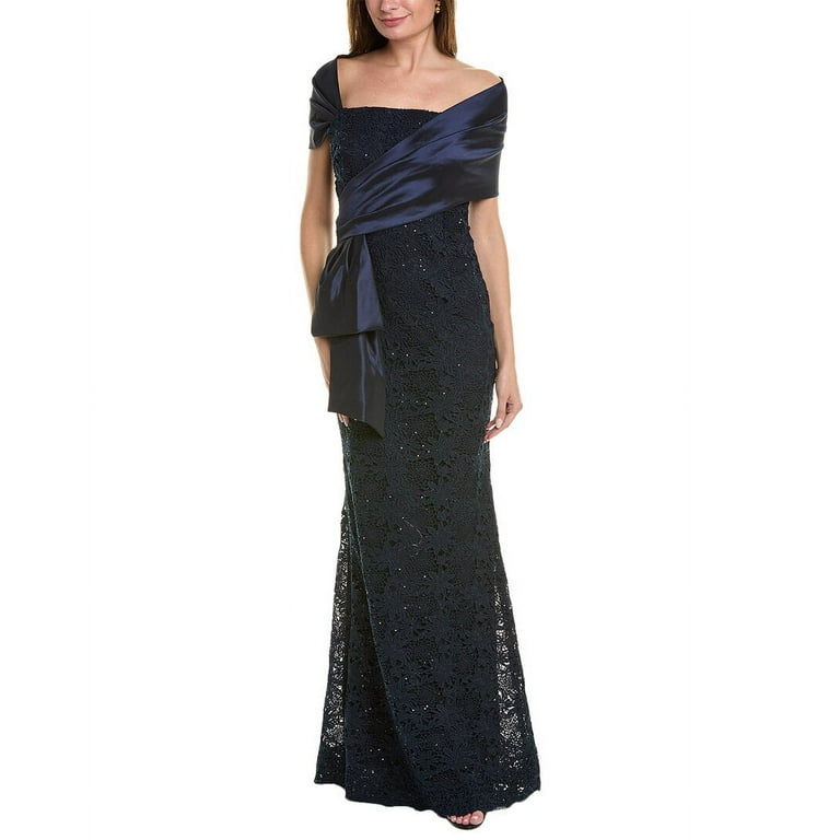 Vintage Rickie buy Freeman for Teri Jon Dress Gown Sz 10 Bronze Raw Silk Black Lace