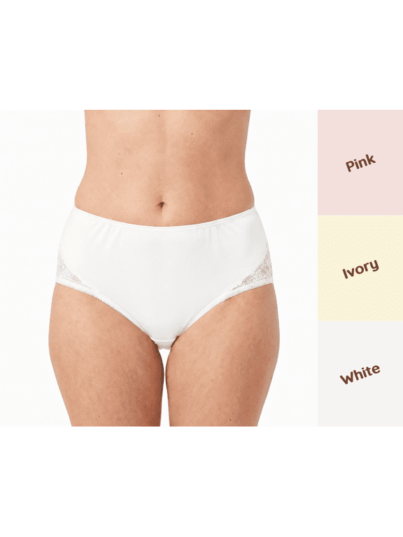 Beatrice Nylon & Lace Brief 3 Pack - Assorted, Size 5 (M108)