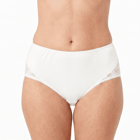 Teri Lingerie Beatrice Nylon & Lace Brief 3 Pack - White, Size 5 (M108)