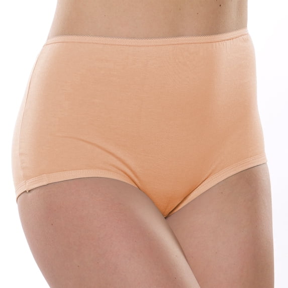 100% Cotton Cuff Leg Panty, Three Pack in Beige Size 8 (Style 118)
