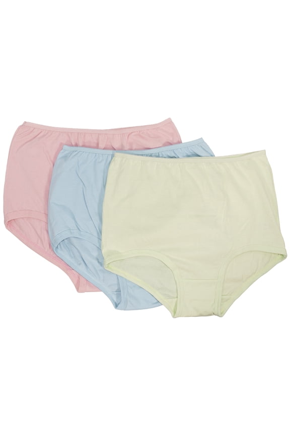 100% Cotton Cuff Leg Panty, Three Pack in Assorted Pastels Size 10 (Style 118)
