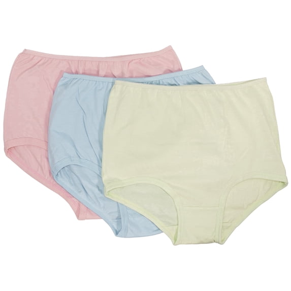 100% Cotton Cuff Leg Panty, Three Pack in Assorted Pastels Size 9 (Style 118)