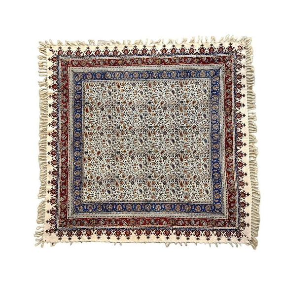 Blueniya Termeh Elegance — 40 Inch x 40 Inch Paisley Tablecloth — Washable & Reusable Tablecloth For Rectangle Table & Square Table — Hand Painted Cotton Tablecloth & Hand Woven by Skilled Artisan