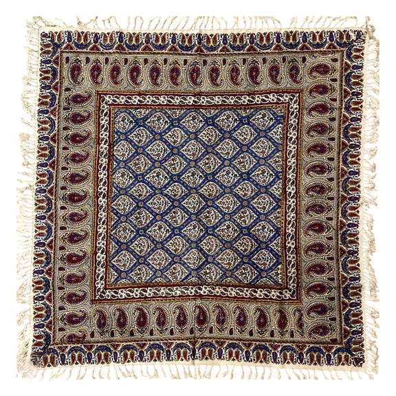 BLUENIYA Termeh Elegance - 40 Inch x 40 Inch Paisley Tablecloth - Washable & Reusable Rectangle & Square Tablecloth - Hand Painted Cotton & Hand Woven by Skilled Artisan