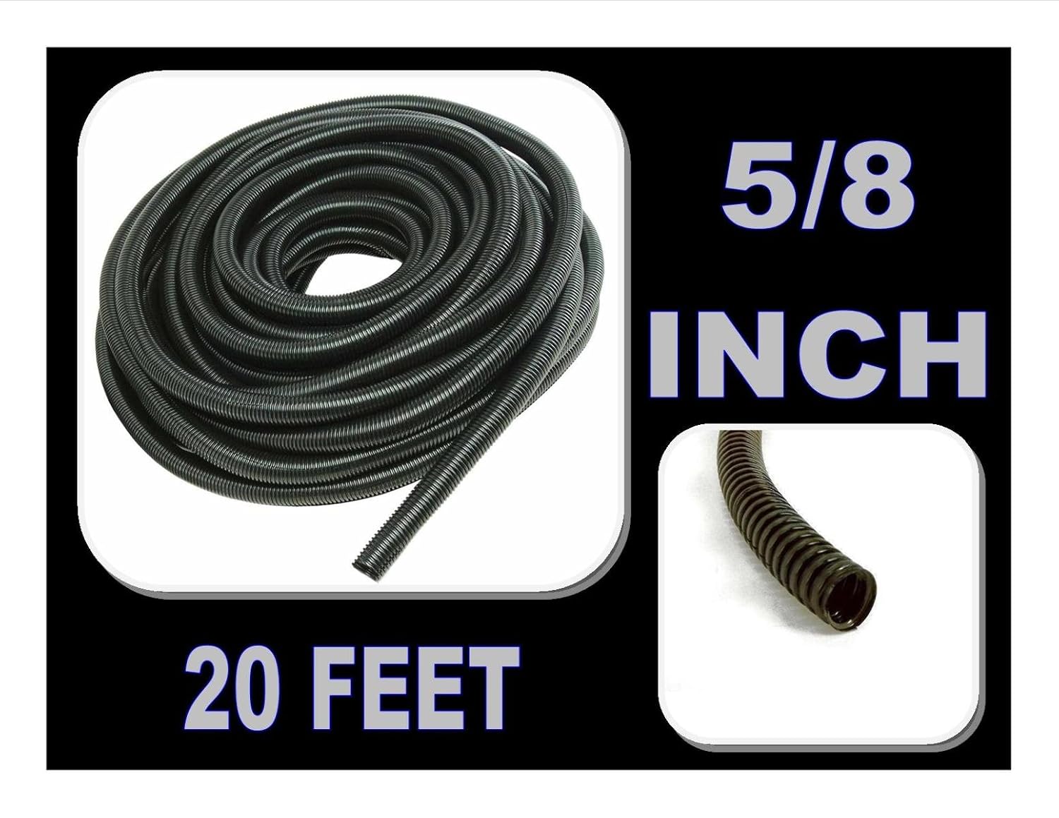 Terminal 20 FT 5/8" INCH Split Loom Tubing Wire Conduit Hose Cover Auto