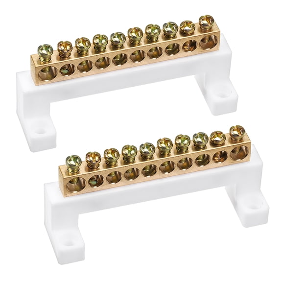 Terminal Block Connector Bar 10 Positions Single Row High Bridge Design Electric Barrier Bar 2pcs