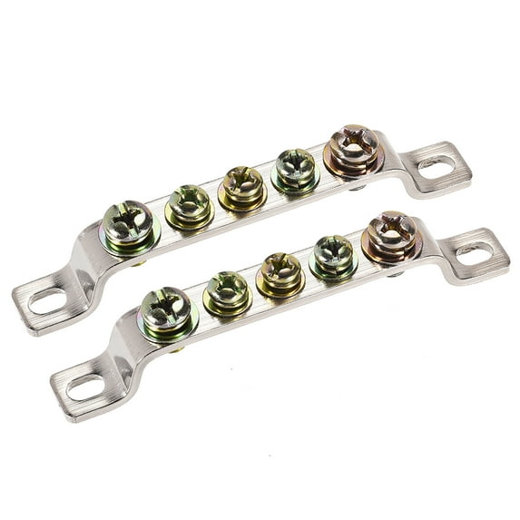 Terminal Block Connector Bar 5 Positions Single Row Ground Wire Bridge Design Electric Barrier Bar 2pcs