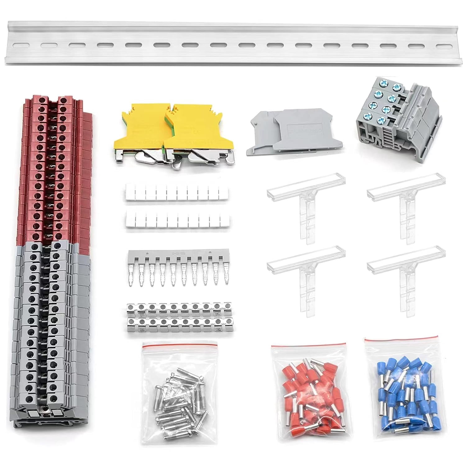 Termindal Block Terminal Block Kit, Rail Type Voltage Terminal, Gray & Red - Walmart.com