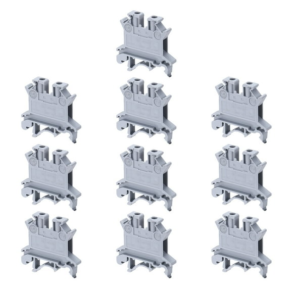 Terminal Blocks 10 Pack UK2.5B Rail Mount Fuse Holder Screw Terminal Block Wire End Bracket Stopper Gray