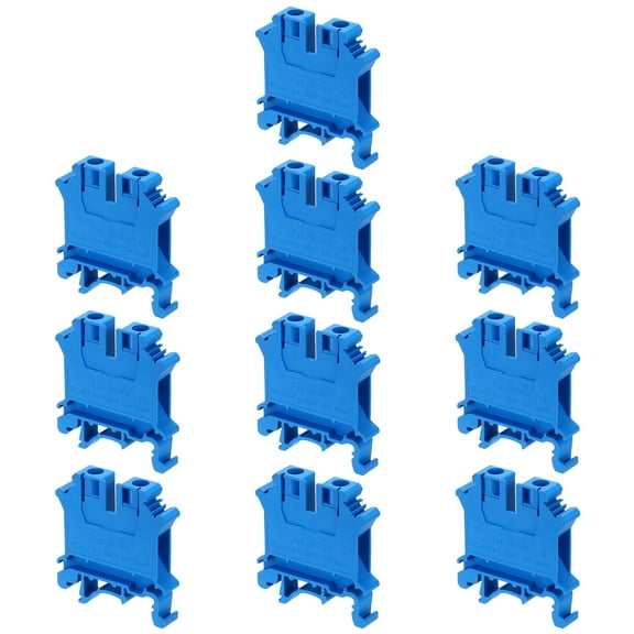Terminal Blocks 10 Pack UK6N Rail Mount Fuse Holder Screw Terminal Block Wire End Bracket Stopper Blue