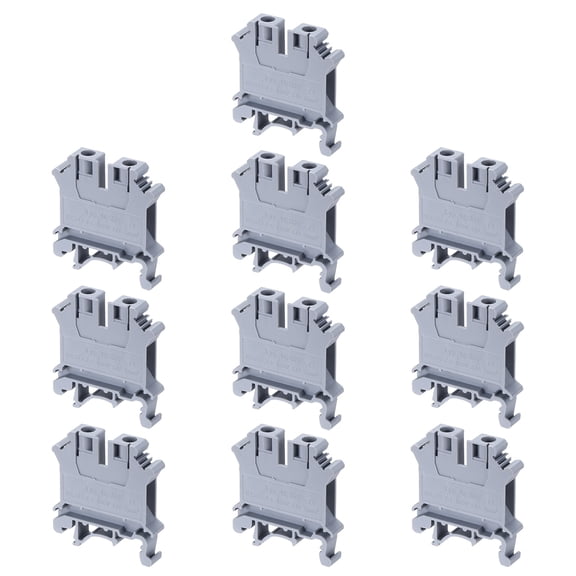 Terminal Blocks 10 Pack UK6N Rail Mount Fuse Holder Screw Terminal Block Wire End Bracket Stopper Gray