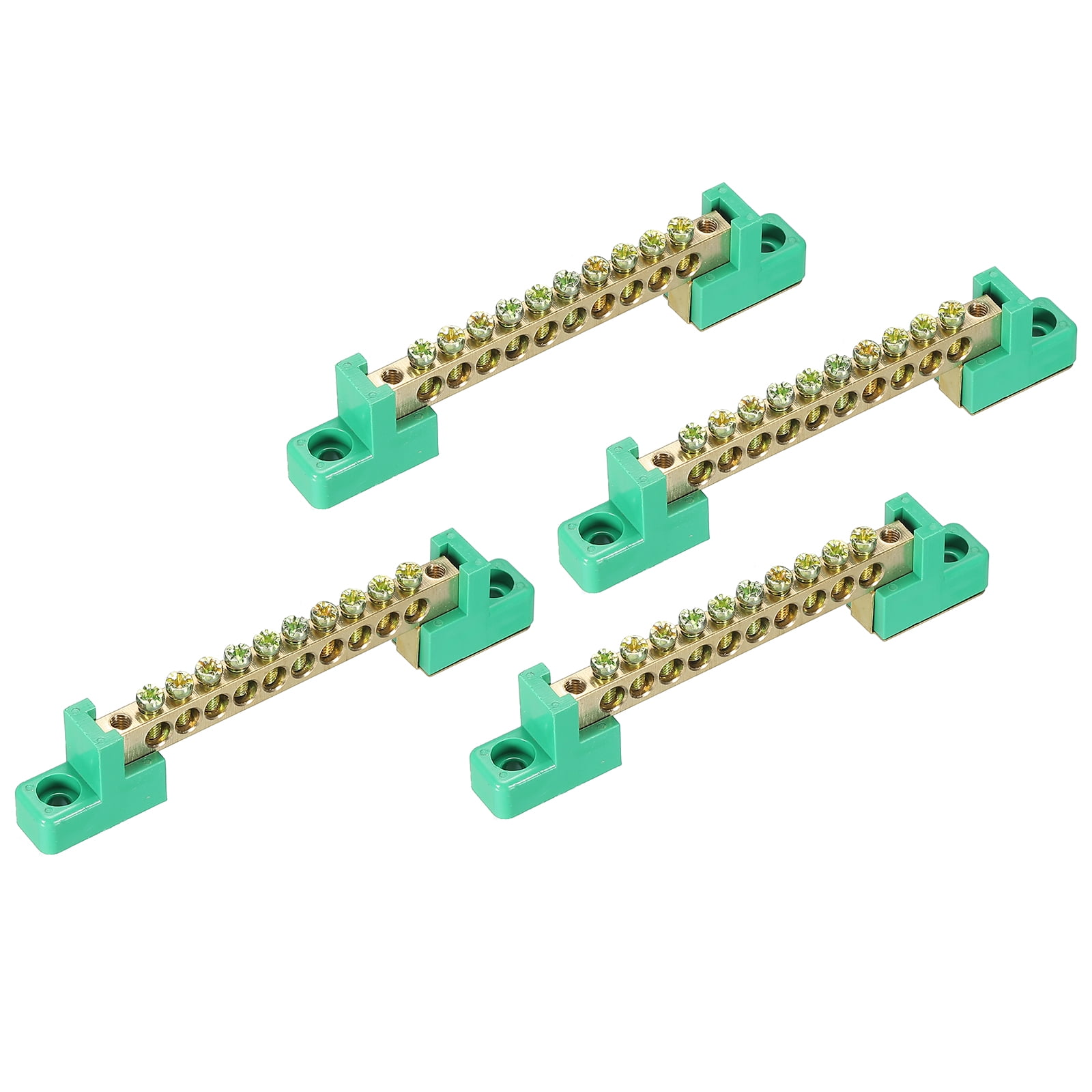 Terminal Ground Bar Screw Block Barrier Brass 10 Positions Green Pack ...