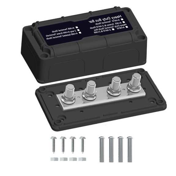Terminal Junction Box 100A 48V Direct Current with 4 Threaded Studs for Motorhome Boat Vehicle Wiring Projects