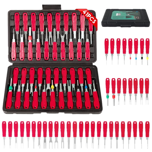 Terminal Removal Tool Kit 41pcs Electrical Pin Removal Tools Automotive Depinning Tool Kit with Plastic Case for Connector Maintenance