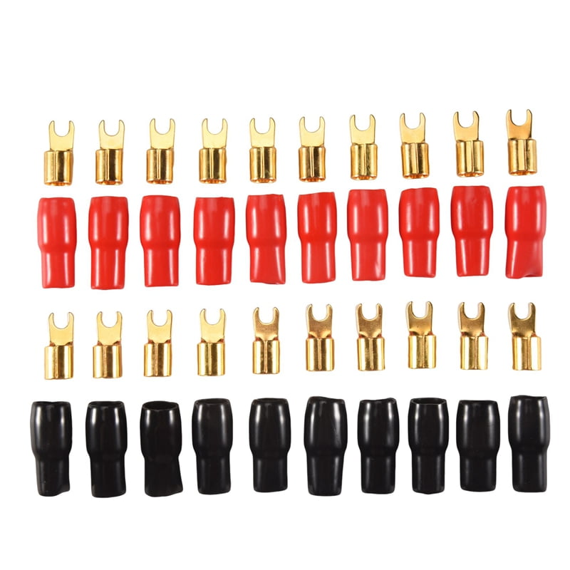 Terminal Spade Fork Adapter Connector Plug Crimp Barrier Spades Speaker ...