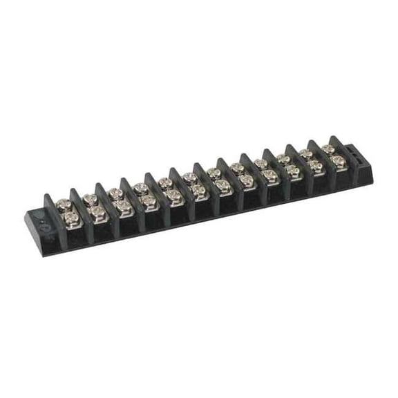 Terminal Strip, 12 Pole, 2 Row, 15 A, 300 V AC, 14 AWG, Screw Termination 6ZEG1