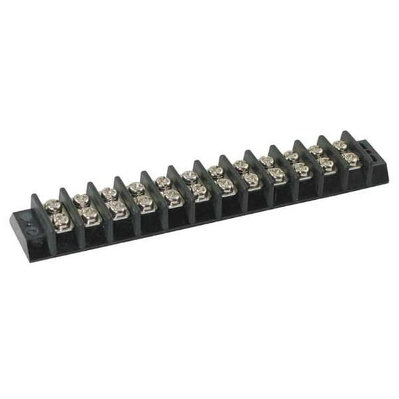 Terminal Strip, 12 Pole, 2 Row, 15 A, 300 V AC, 14 AWG, Screw Termination