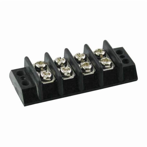 Terminal Strip, 4 Pole, 2 Row, 15 A, 300 V AC, 14 AWG, Screw Termination 6ZEF4