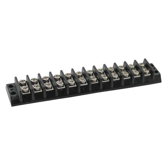 Terminal Strip, 12 Pole, 2 Row, 20 A, 300 V AC, 12 AWG, Screw Termination