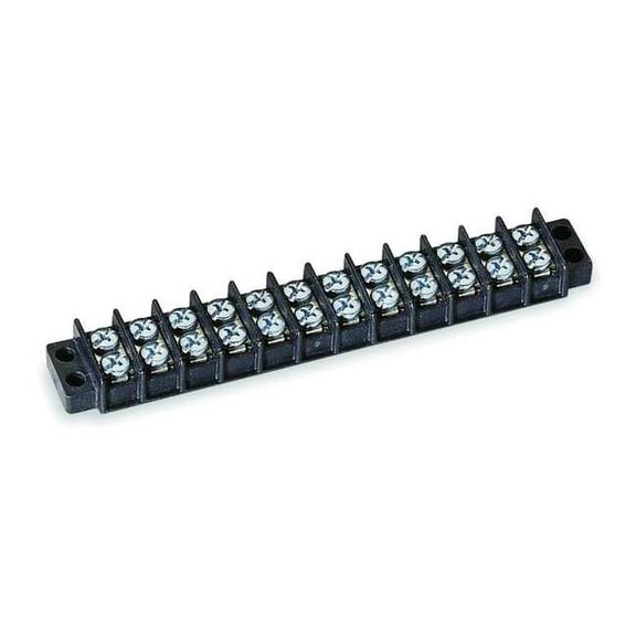 Terminal Strip, 12 Pole, 2 Row, 30 A, 600 V AC, 10 AWG, Screw Termination