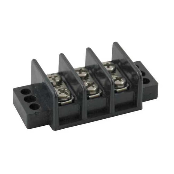 Terminal Strip, 3 Pole, 2 Row, 30 A, 600 V AC, 10 AWG, Screw Termination 6ZEJ0