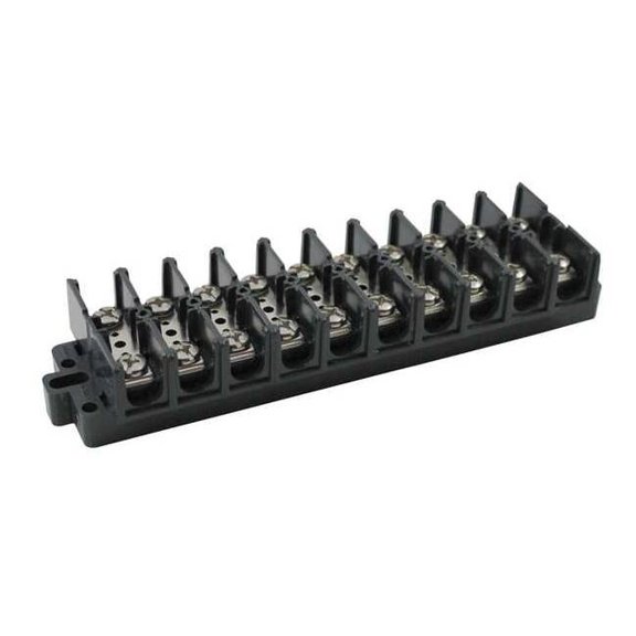Terminal Strip, 10 Pole, 2 Row, 60 A, 600 V AC, 6 AWG, Screw Termination