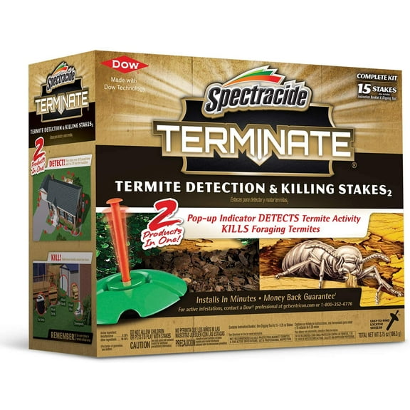 Terminate Termite Detection & Killing Stakes, Kills Foraging Termites, Detects Activity, 15 Count