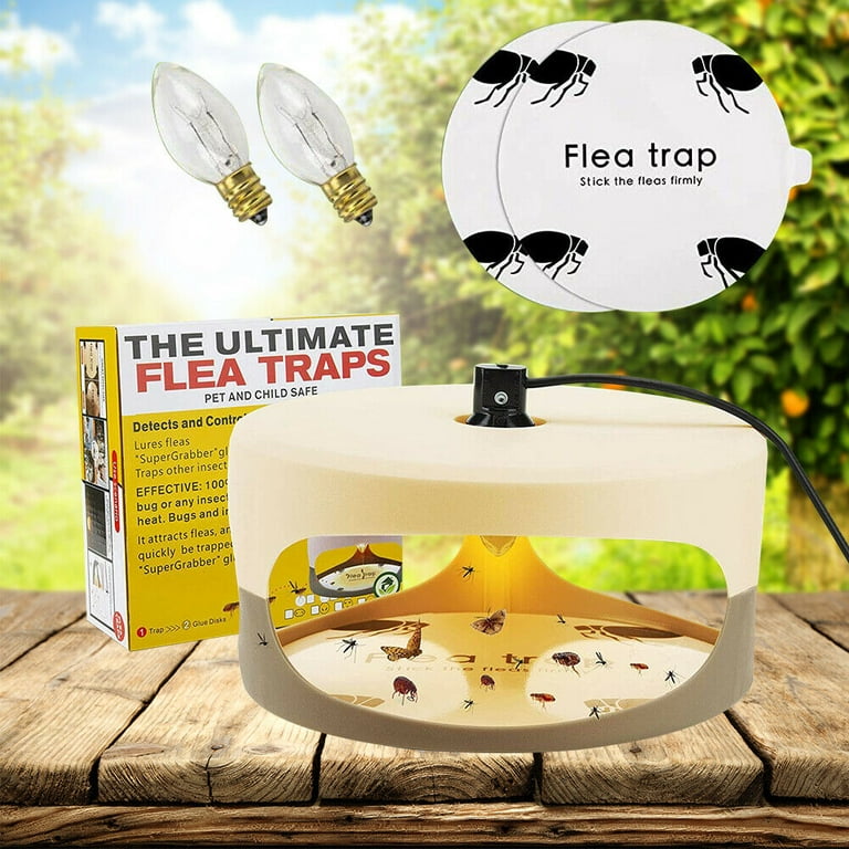 Ultimate Flea Trap,Sticky Dome Flea Strap with 2 Glue Discs Odorless  Non-Toxic Natural Flea Killer Trap Pad Bed Bug Trap Light Bul