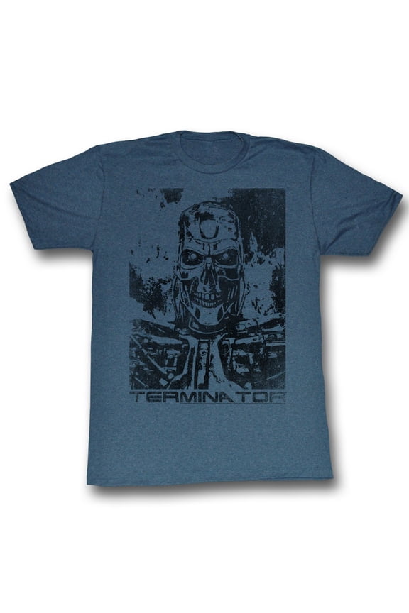 TERMINATOR-BLACK AND BLUE-NAVY HEATHER ADULT S/S TSHIRT-S