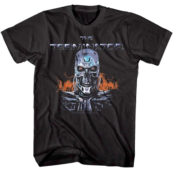 Terminator Flaming Cyborg Men's T Shirt (Black, AdultXL)