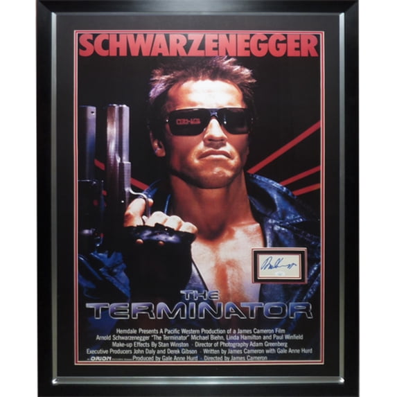 Terminator Full-Size Movie Poster Deluxe Framed with Arnold Schwarzenegger Autograph - JSA