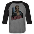 thumbnail image 1 of Terminator I'll Be Back Gray Adult 3/4 Sleeve Raglan T-Shirt, 1 of 2