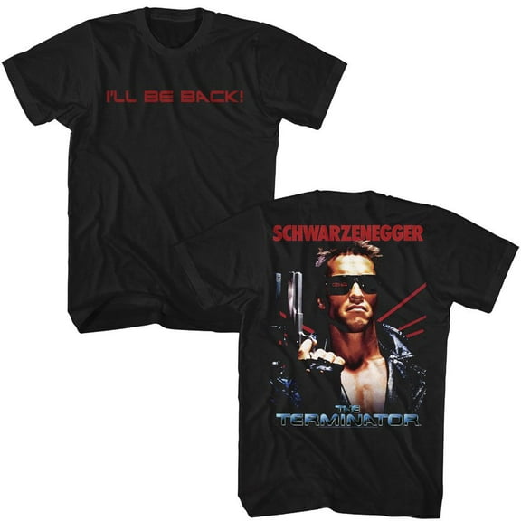 Terminator Ill Be Back Front And Back Black Adult T-Shirt ***F&B*** M