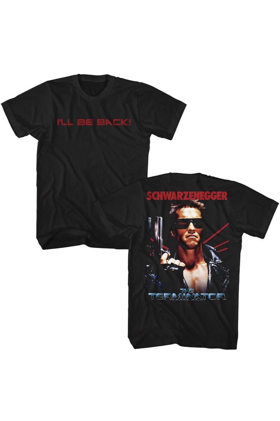 Terminator Ill Be Back Front And Back Black Adult T-Shirt