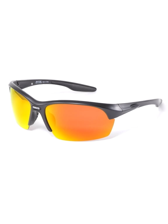 Polarized Fishing Sunglasses - Ultimate Anti-Glare Lens, 100% UV Protection, Black with Orange Lens