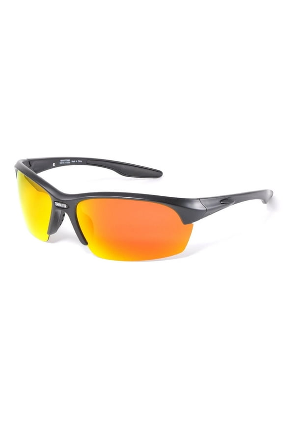Polarized Fishing Sunglasses - Ultimate Anti-Glare Lens, 100% UV Protection, Black with Orange Lens
